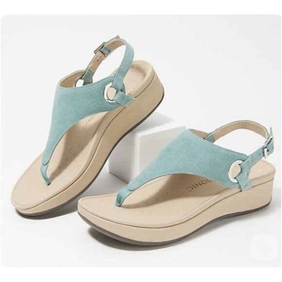Vionic Pacific Jolie Suede Platform Sandal Women’s Size 7 Jade NWB - Picture 1 of 15